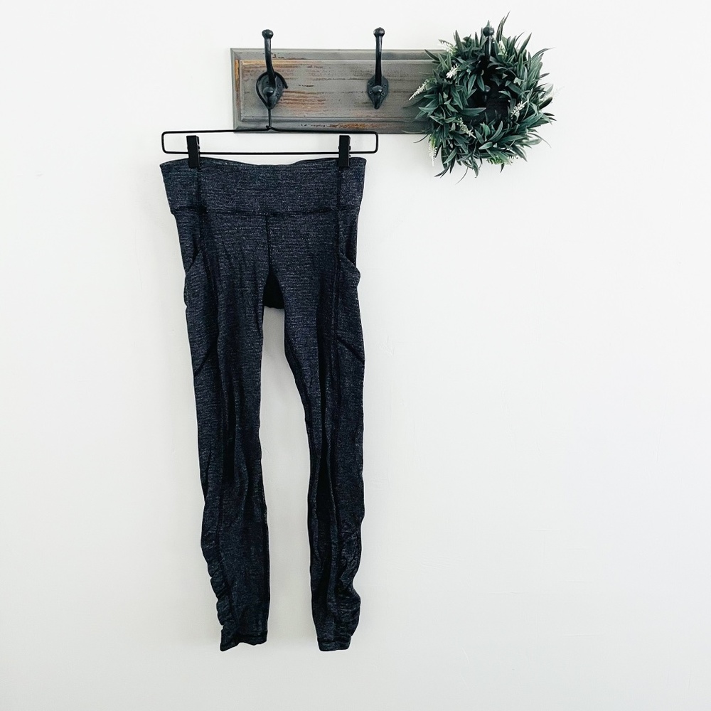 Lululemon Gray Ruched Marled Pocket Leggings 6